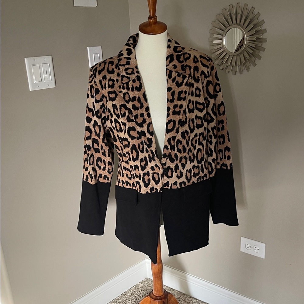 Chico's Tan and Black Leopard Blazer